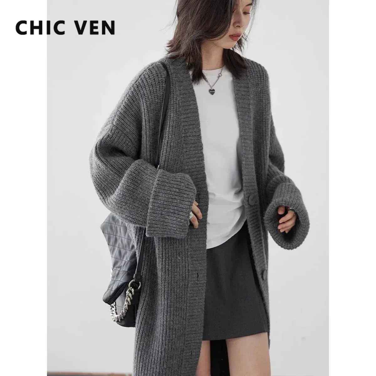 1pc Women Cardigans Korean Loose Solid Knitted Sweaters Fashion Casual Soft Long Coats Female Clothing Autumn New 2024