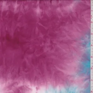 Aqua/Fuchsia Tie Dye Double Brushed Jersey Knit Fabric