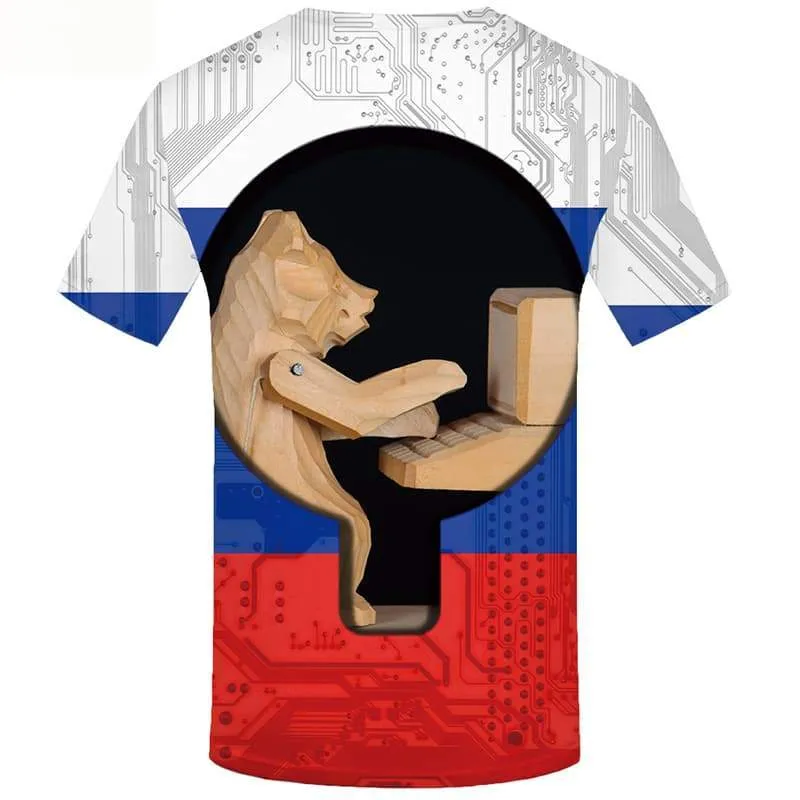 Bear T shirts Men Military Tshirts Casual Russia T-shirts 3d Short Sleeve