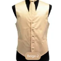 Beige Mens Solid Vest