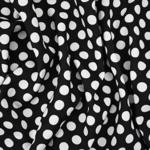 Black-White Polka Dot Printed Poly Crepe Momie Georgette Woven Fabric