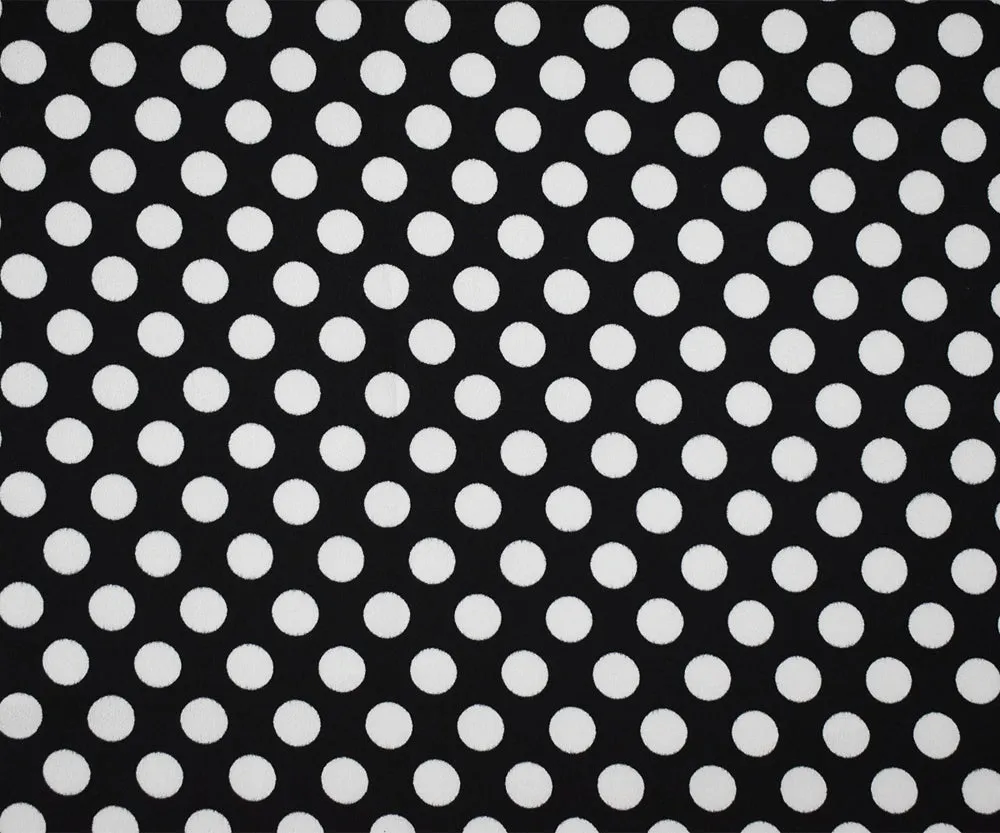 Black-White Polka Dot Printed Poly Crepe Momie Georgette Woven Fabric