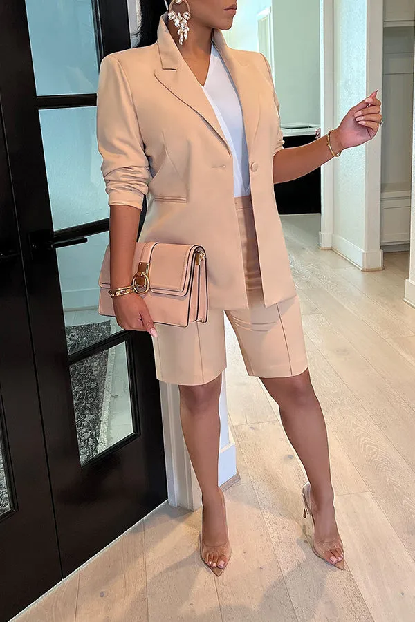 Classy Lapel Blazer & Shorts Set