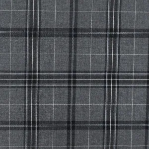 Cool Gray-Blue-Multi Plaid Wool-Poly Woven Suiting Fabric