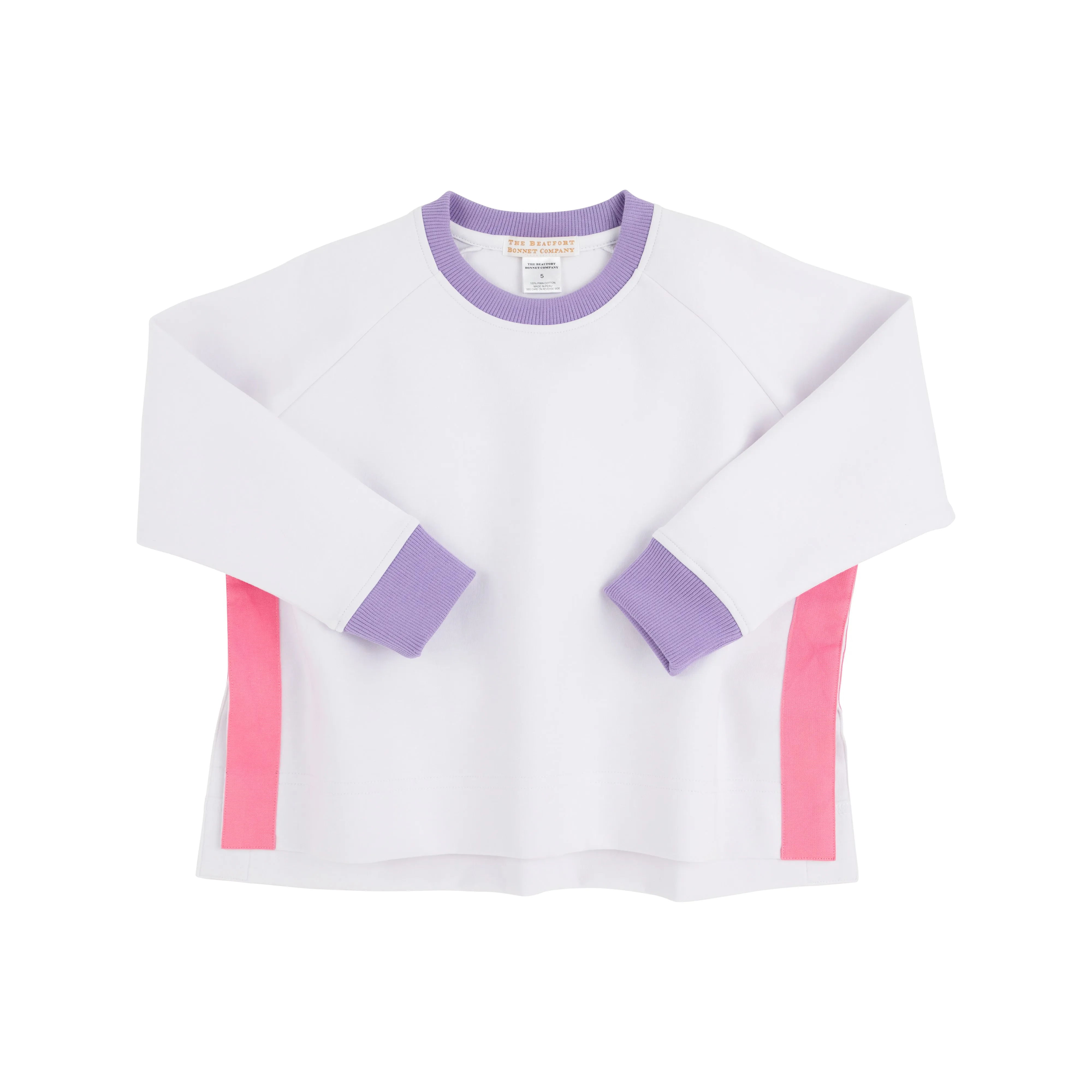 Courtney's Cozy Crewneck - Worth Avenue White with Palisades Purple & Romany Rose