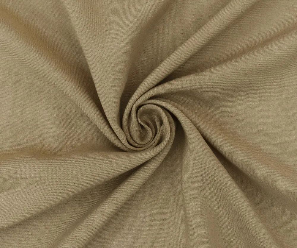 Cream Brown Rayon Challis Solid Woven Fabric