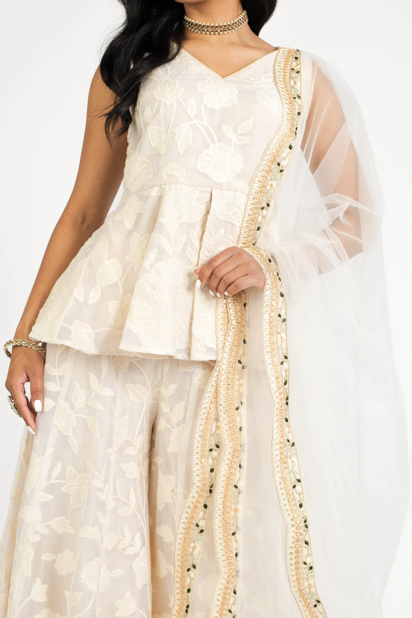 Cream Jasmine Suit and Dupatta