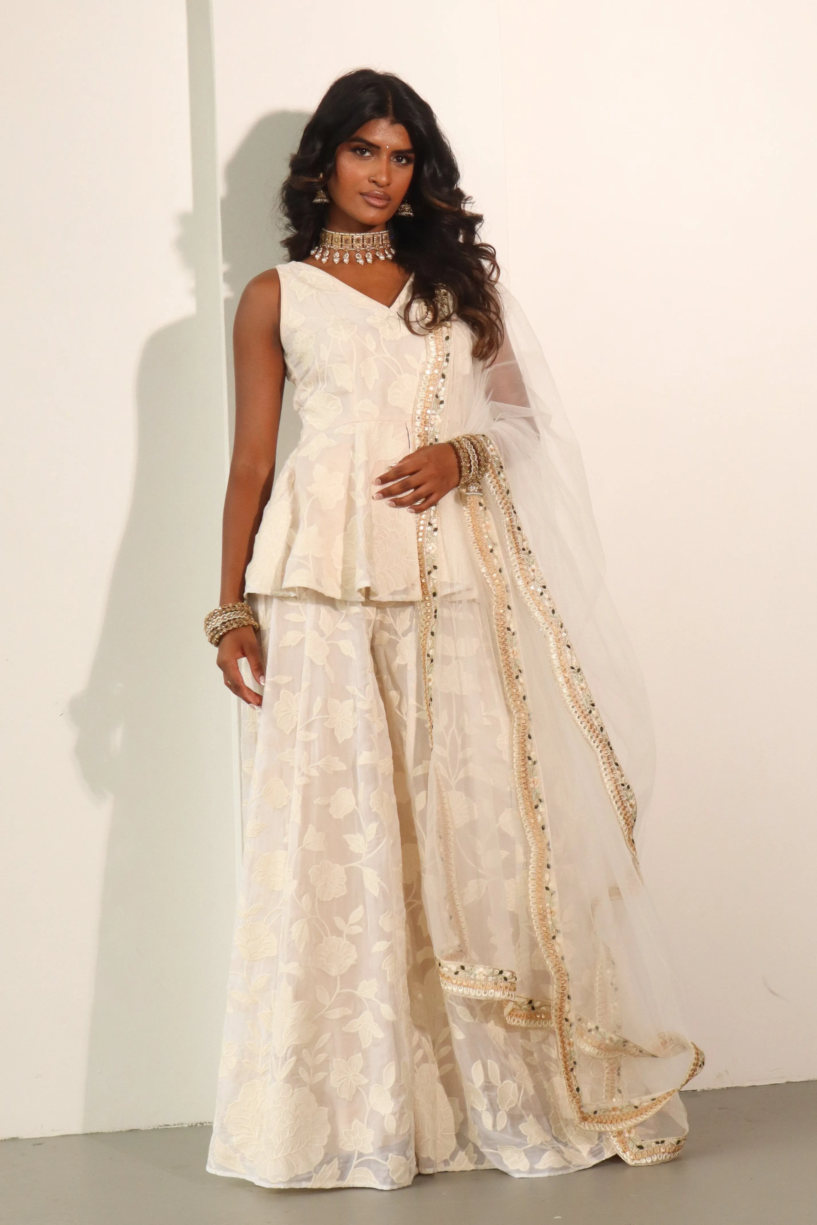 Cream Jasmine Suit and Dupatta