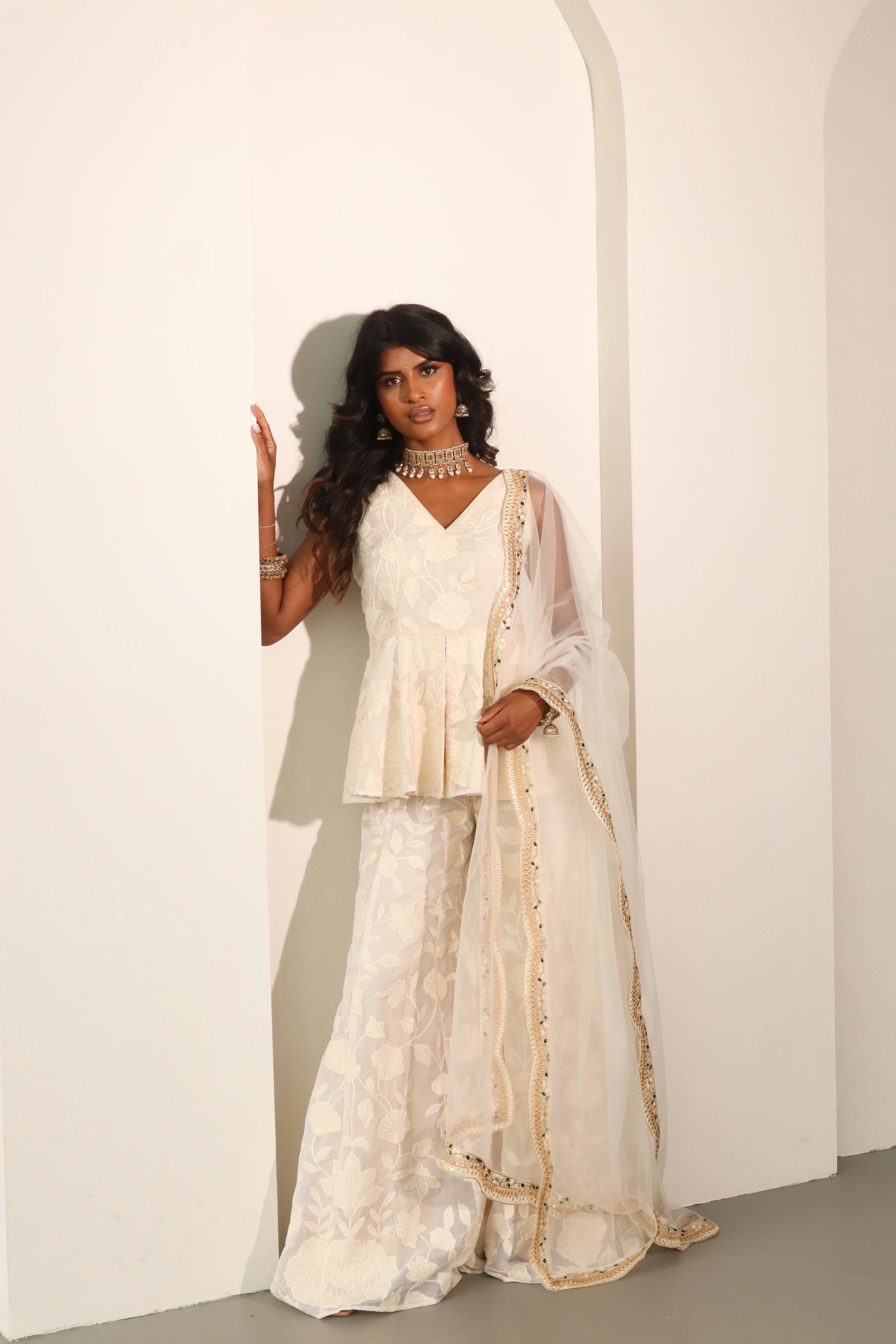 Cream Jasmine Suit and Dupatta