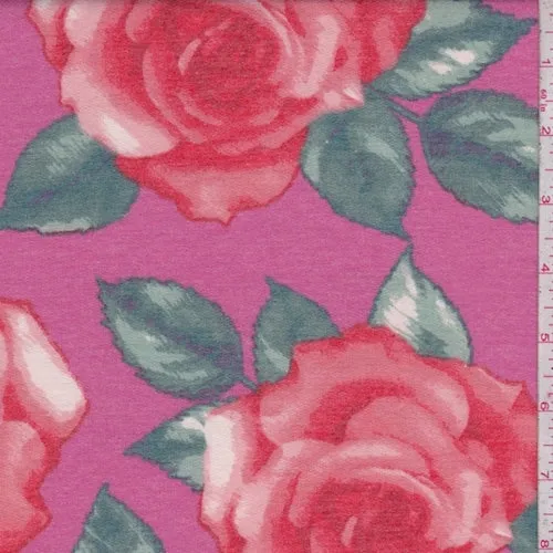 Fuchsia/Brick Rose Baby French Terry Knit Fabric