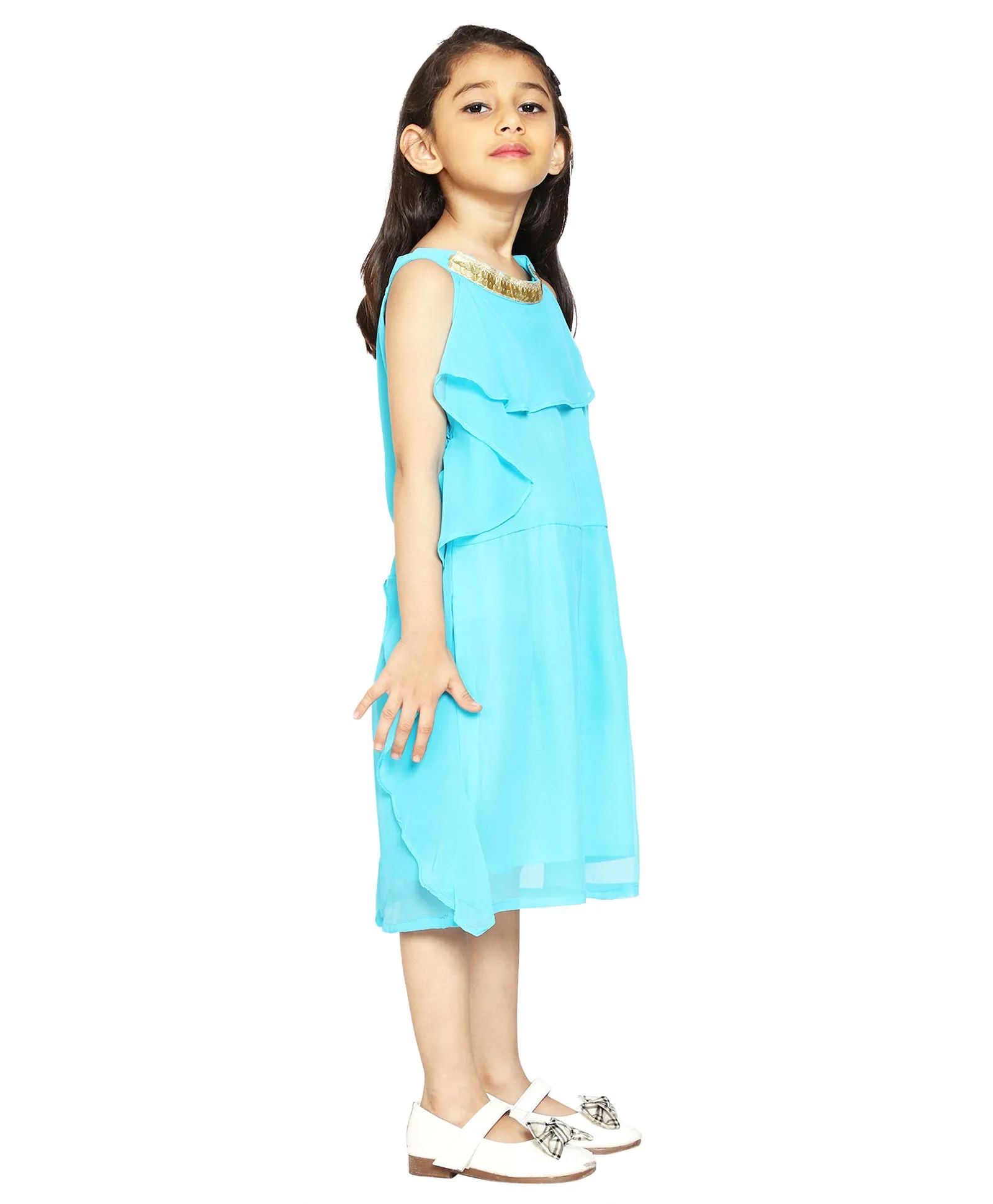 Girls Halter Neck Ruffle Dress