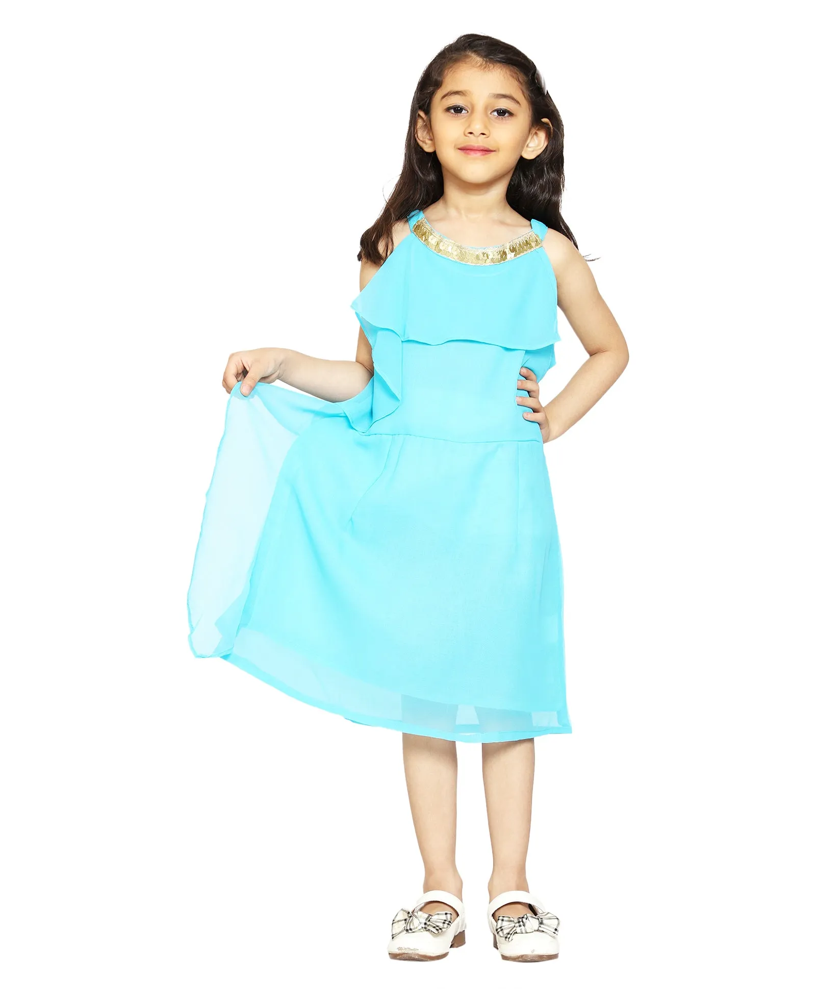 Girls Halter Neck Ruffle Dress