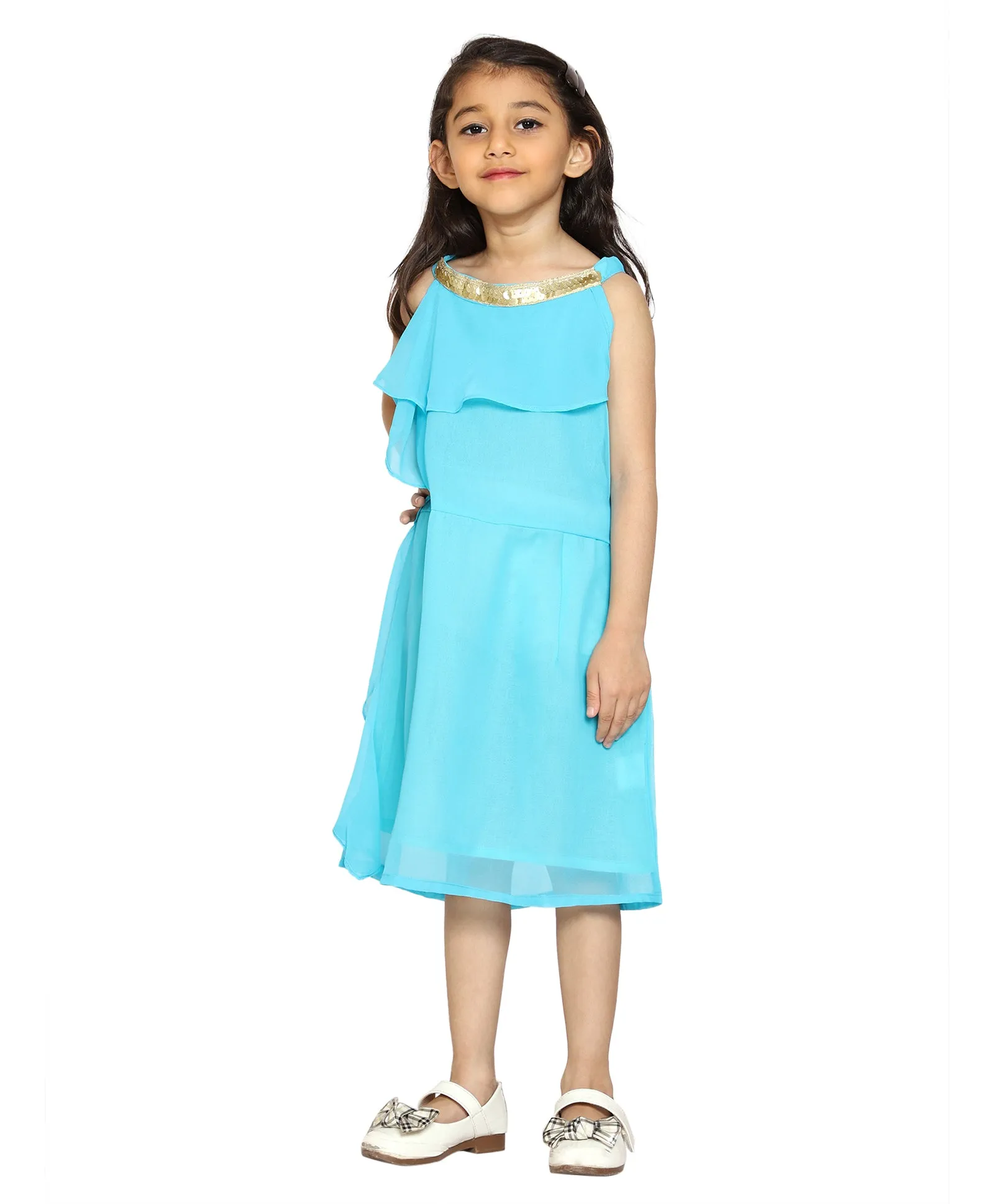 Girls Halter Neck Ruffle Dress