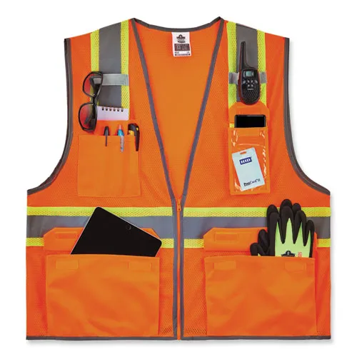 Glowear 8246z-s Single Size Class 2 Two-tone Mesh Vest, Polyester, 4x-large, Orange, Ships In 1-3 Business Days