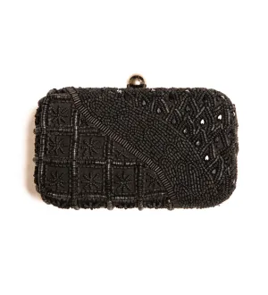 Hand-Beaded Clutch Bag with Detachable Chain Strap