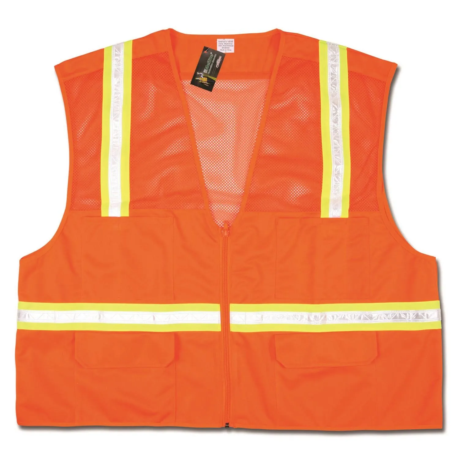 HS201VX3 MCR Economy Surveyor,Hybrid Mesh/Solid,Orange,White vinyl/Yellow Reflective material