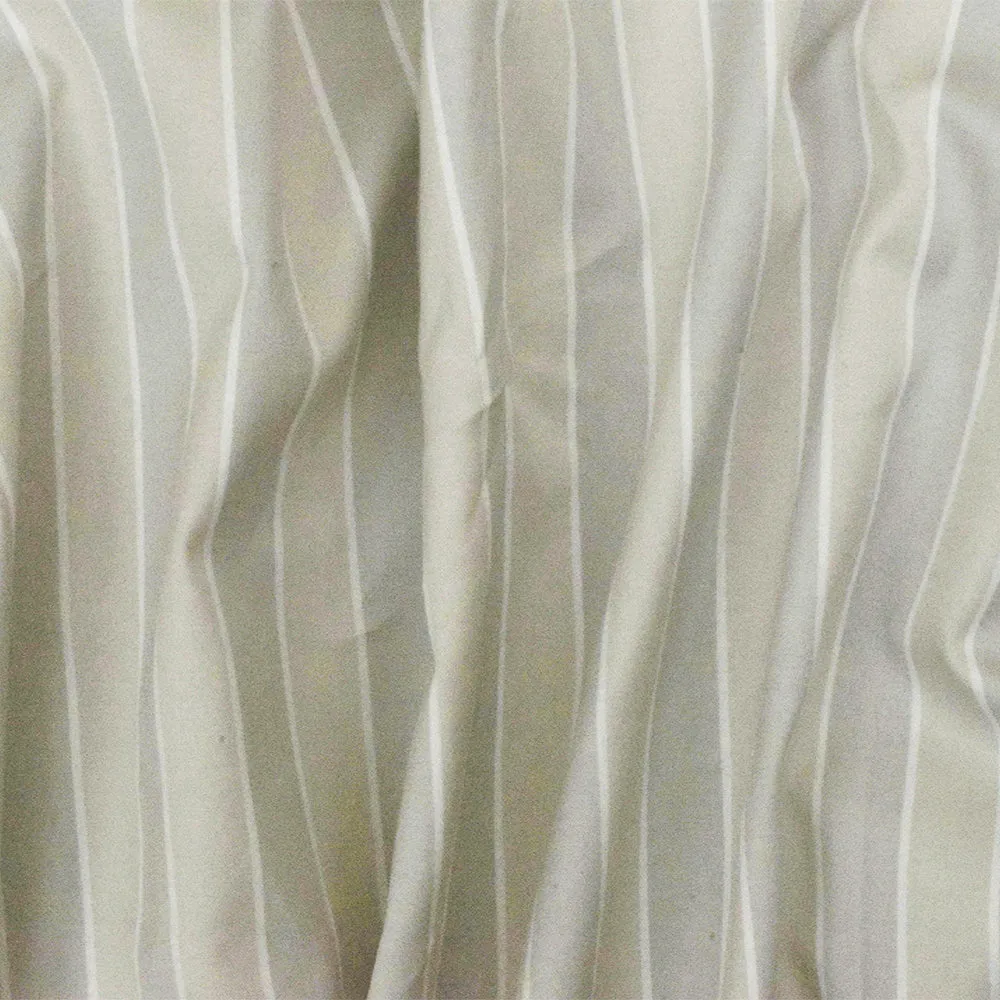 Light Khaki-Gray-White Stripe Cotton Twill Woven Fabric