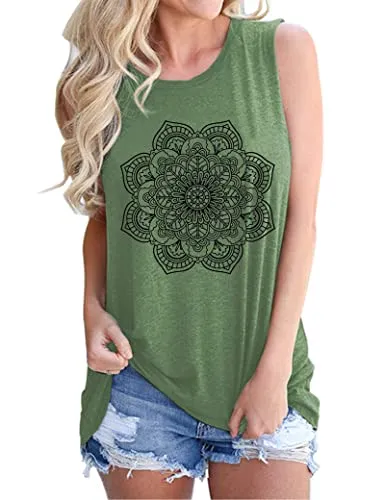 Mandala Sleeveless Shirt Bohemian Women Tank Top Shirt