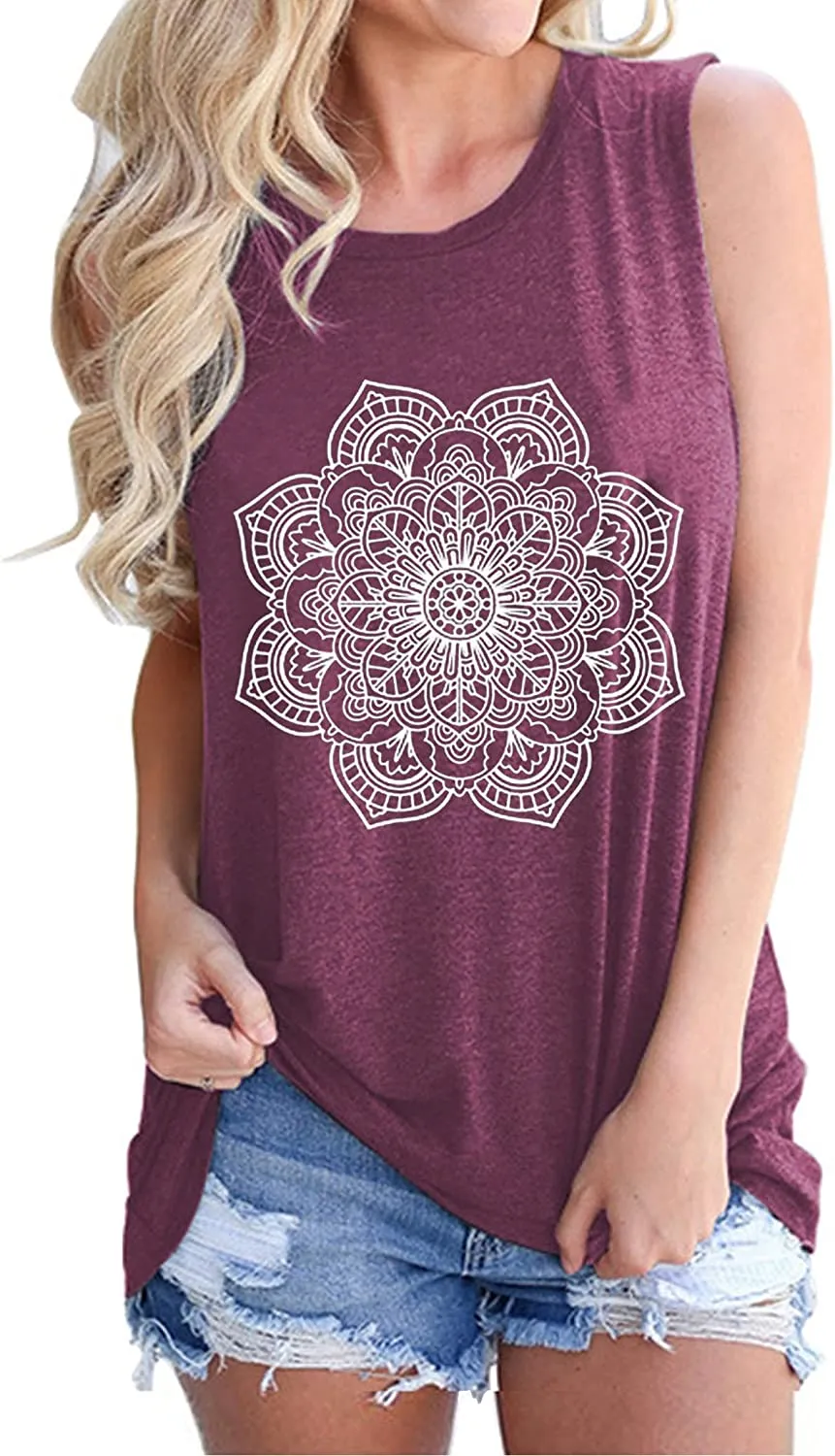 Mandala Sleeveless Shirt Bohemian Women Tank Top Shirt