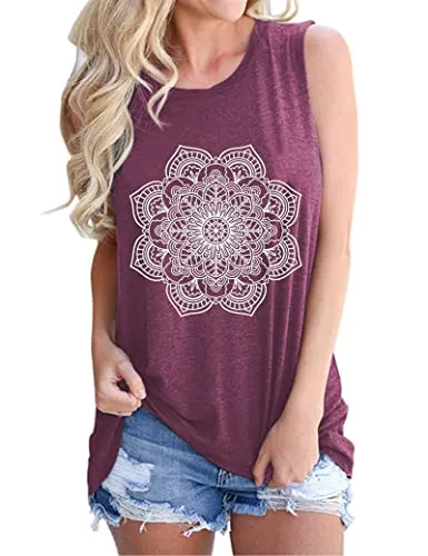 Mandala Sleeveless Shirt Bohemian Women Tank Top Shirt