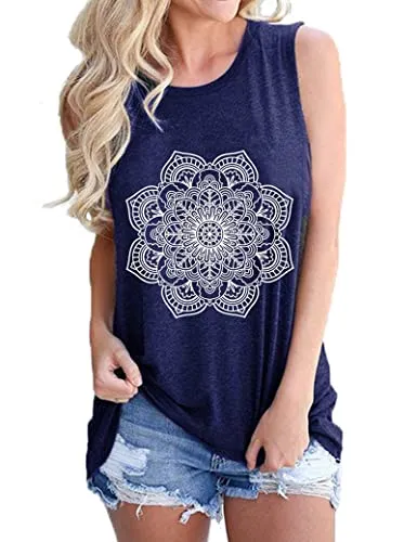 Mandala Sleeveless Shirt Bohemian Women Tank Top Shirt