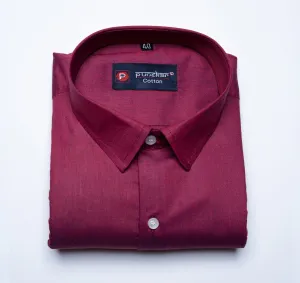 Maroon Color Satin Cotton Shirt For Men