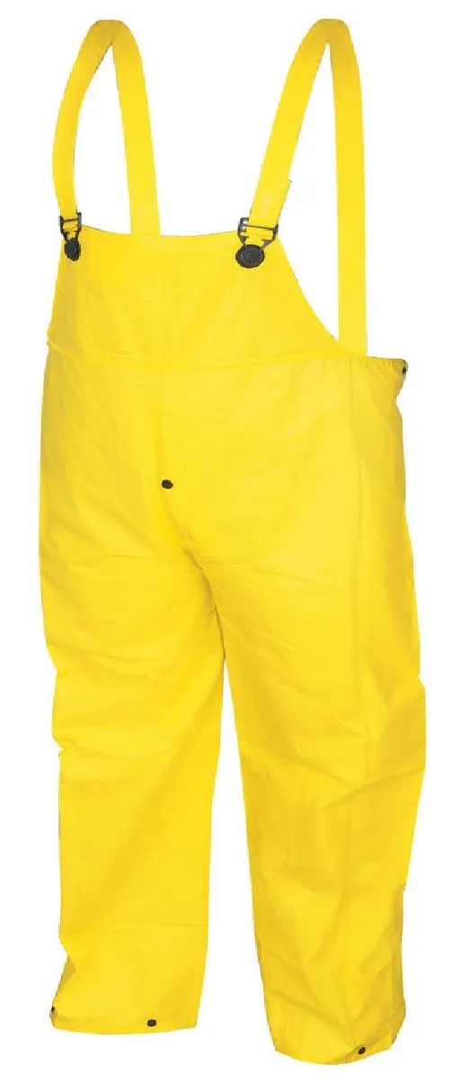 MCR Safety 300BP Wizard Series Rain Gear, Bib Overall with Fly Front, Yellow, 1 Each