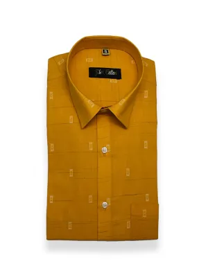 Mustard Color Cotton Butta Shirts For Men's