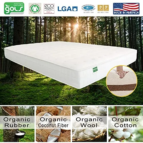 NATURAL LIFE PALMPRING Puri King Mattress - Organic Latex Coconut Coir 10” Soft 4 Layered Comfortable Sleep Bed Dust Free