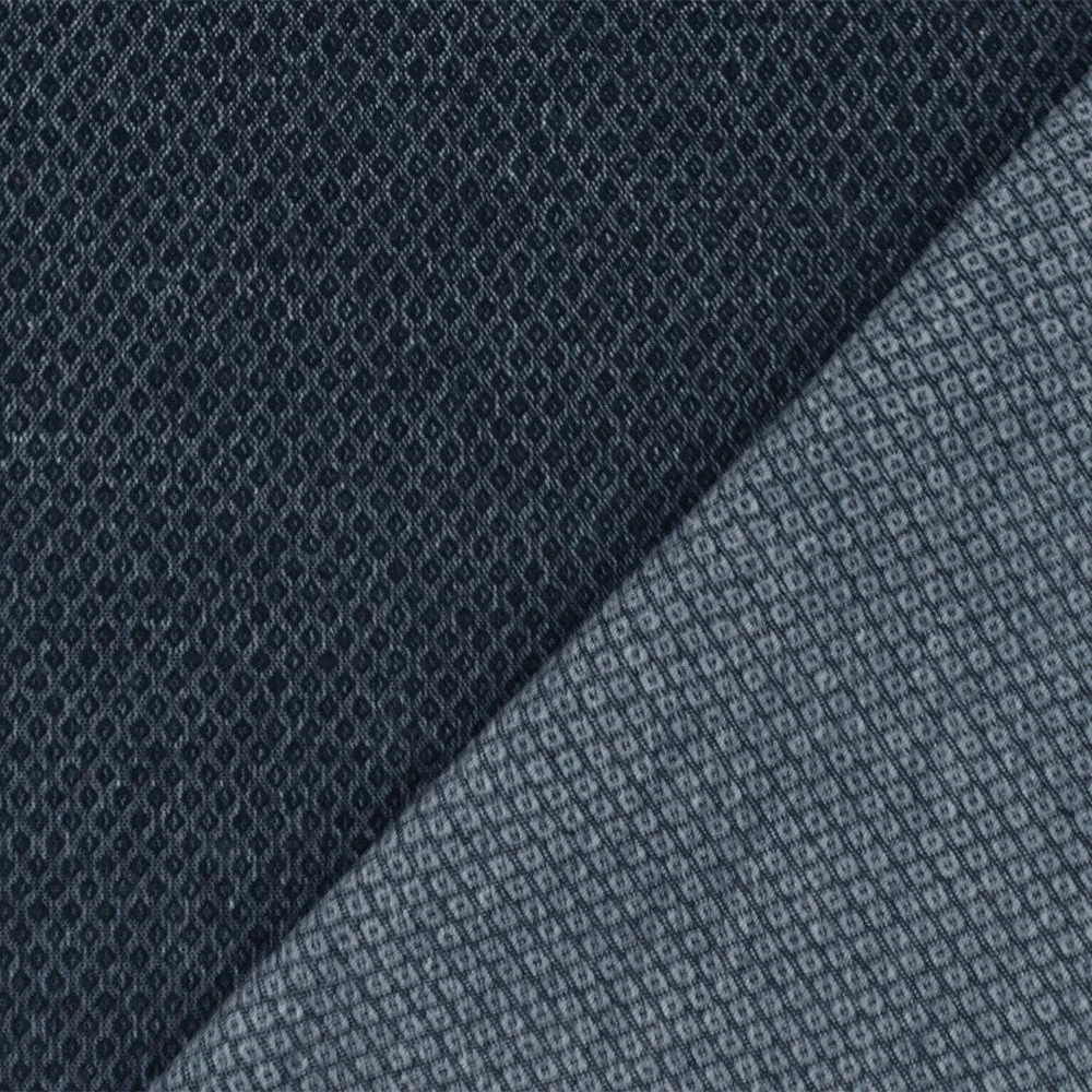 Navy Blue Diamond Dobby Stretch Poly Spandex Suiting Woven Fabric