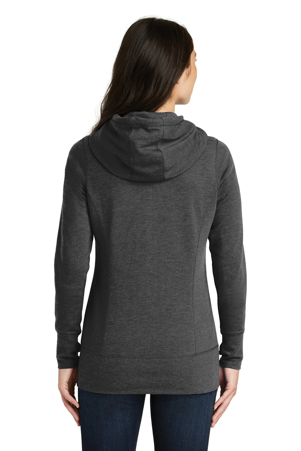 New Era Ladies Tri Blend Fleece Custom Zip Hoodies, Black Heather