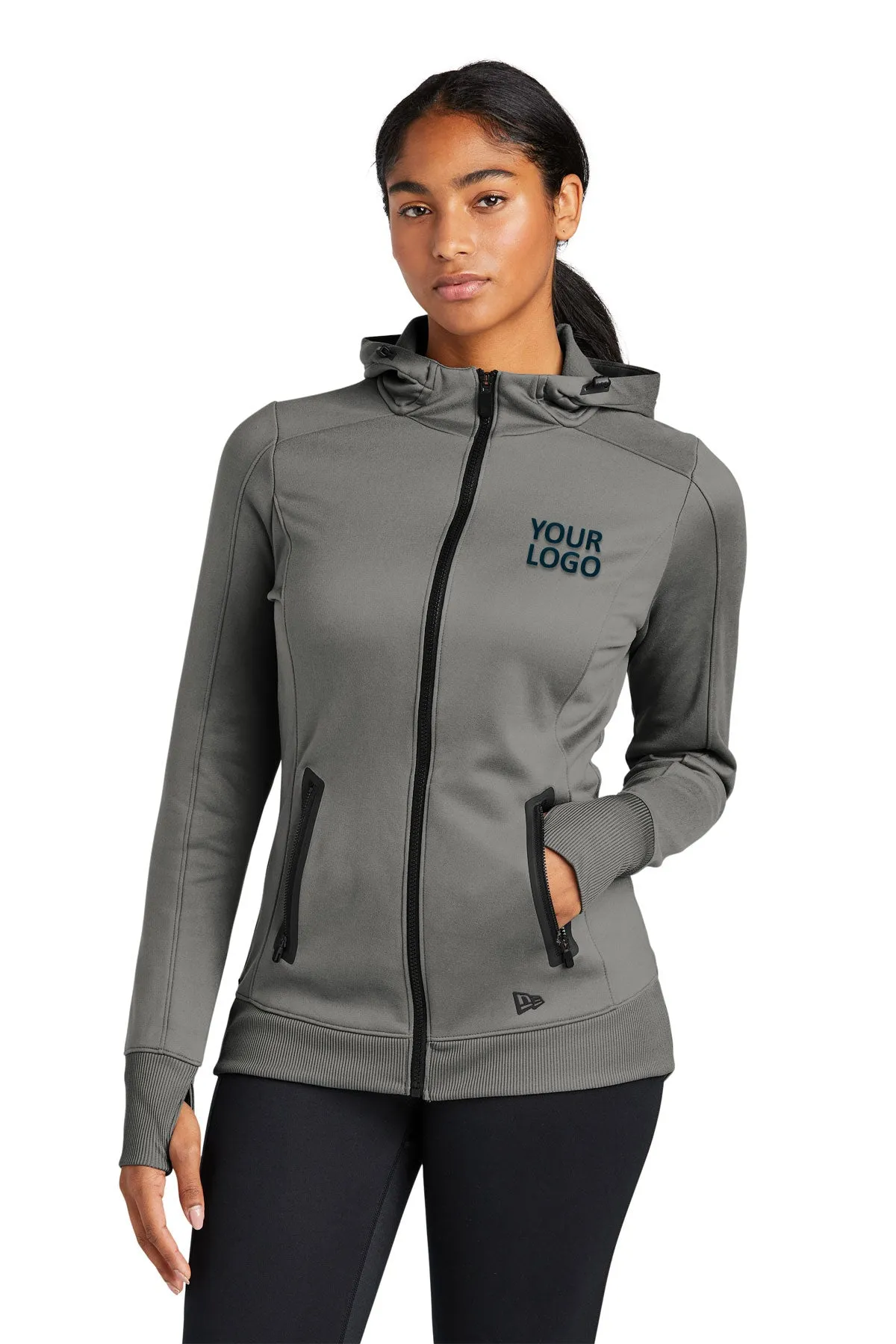 New Era Ladies Venue Custom Zip Hoodies, Shadow Grey