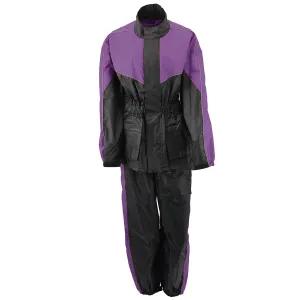 NexGen Ladies XS5001 Black and Purple Water Proof Rain Suit with Reflective Piping