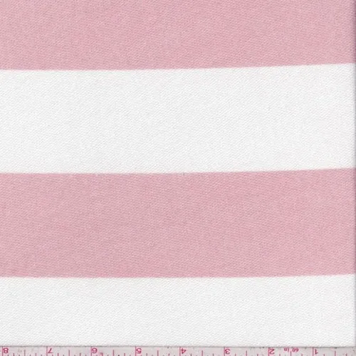 Off White/Blush Stripe Baby French Terry Knit Fabric