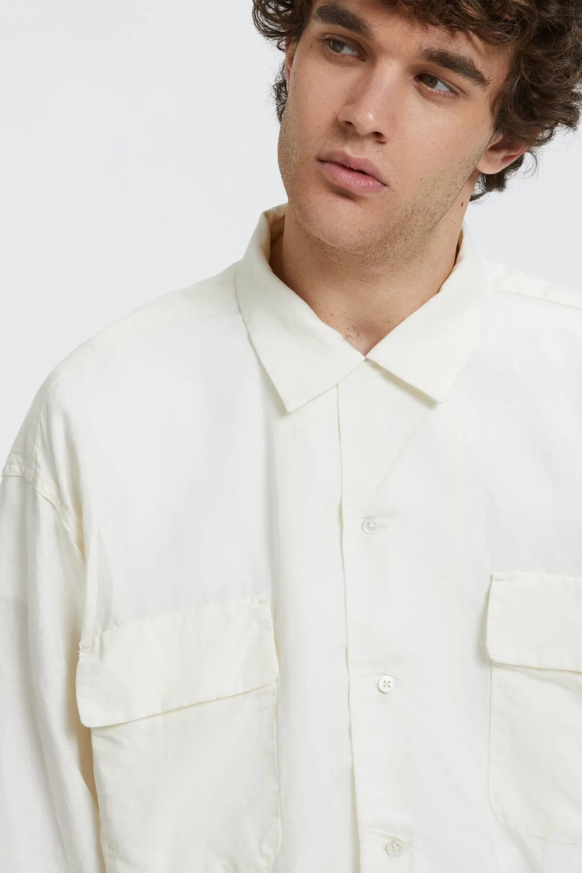 Open Collar Cupra Hemp Shirt