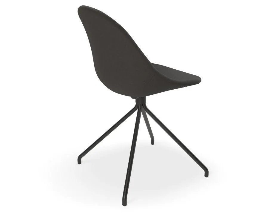 Pebble Anthracite Fabric Upholstered Chair - Swivel Base - Black