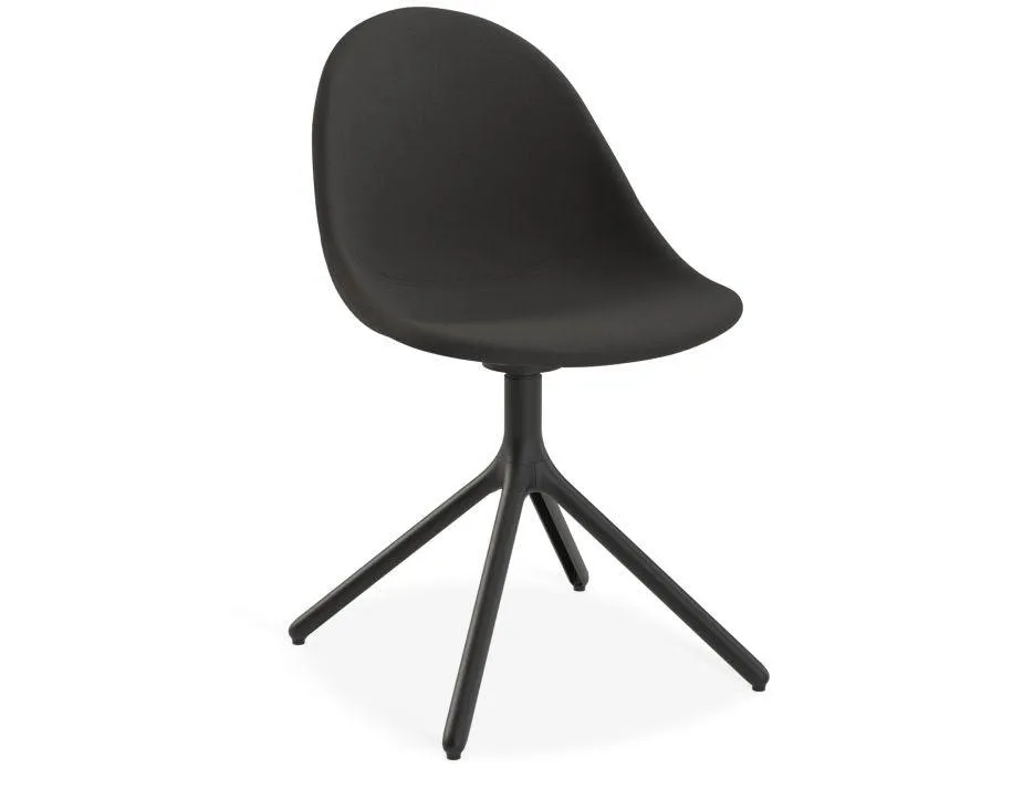 Pebble Anthracite Fabric Upholstered Chair - Swivel Base - Black