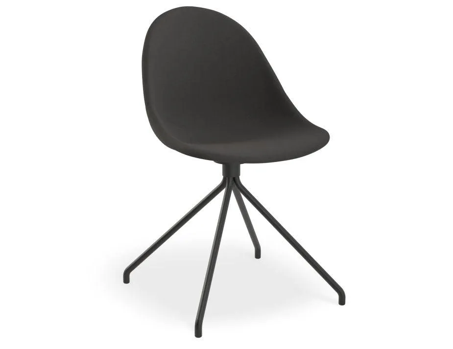 Pebble Anthracite Fabric Upholstered Chair - Swivel Base - Black