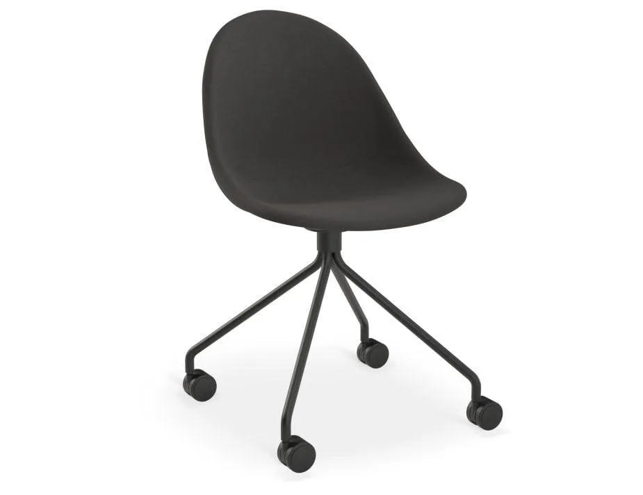 Pebble Anthracite Fabric Upholstered Chair - Swivel Base - Black