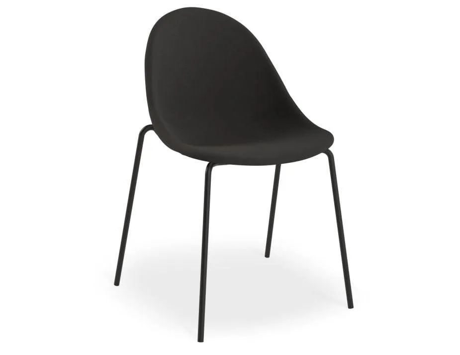 Pebble Anthracite Fabric Upholstered Chair - Swivel Base - Black