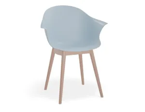 Pebble Armchair Pale Blue with Shell Seat - Natural Beechwood Base