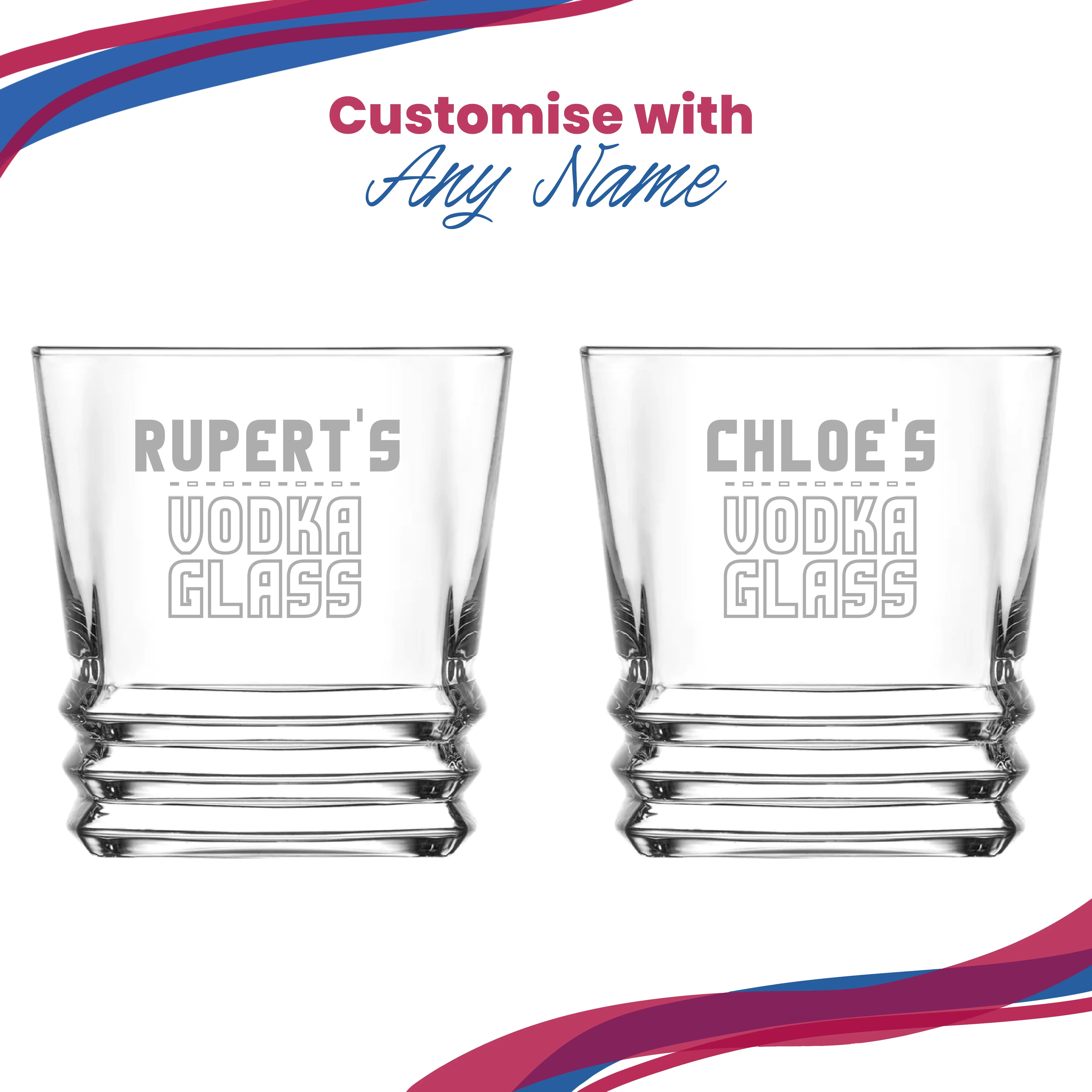 Personalised Engraved Vodka Elegan Tumbler with 'Name's Vodka Glass' Design