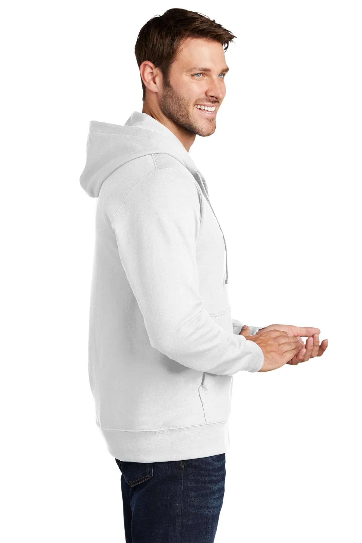 Port & Company Fan Favorite Fleece Branded Zip Hoodies, White