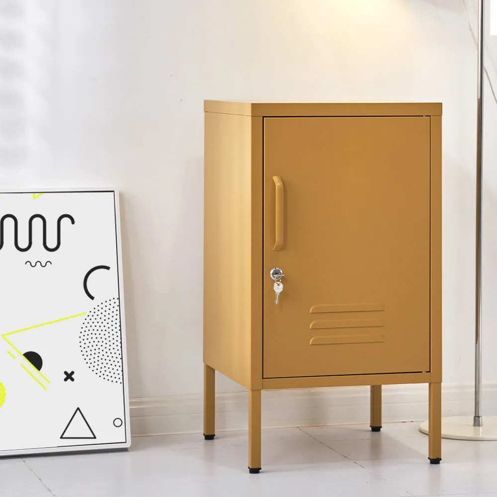 Quesnel Bedside Table Metal Cabinet - Yellow