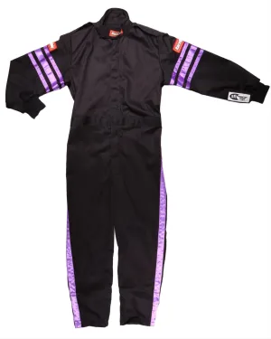 RaceQuip SFI-1 Pro-1 Kids Fire Suits [SFI 3.2A/1] One Piece Single Layer - Purple/Green/Pink/Black