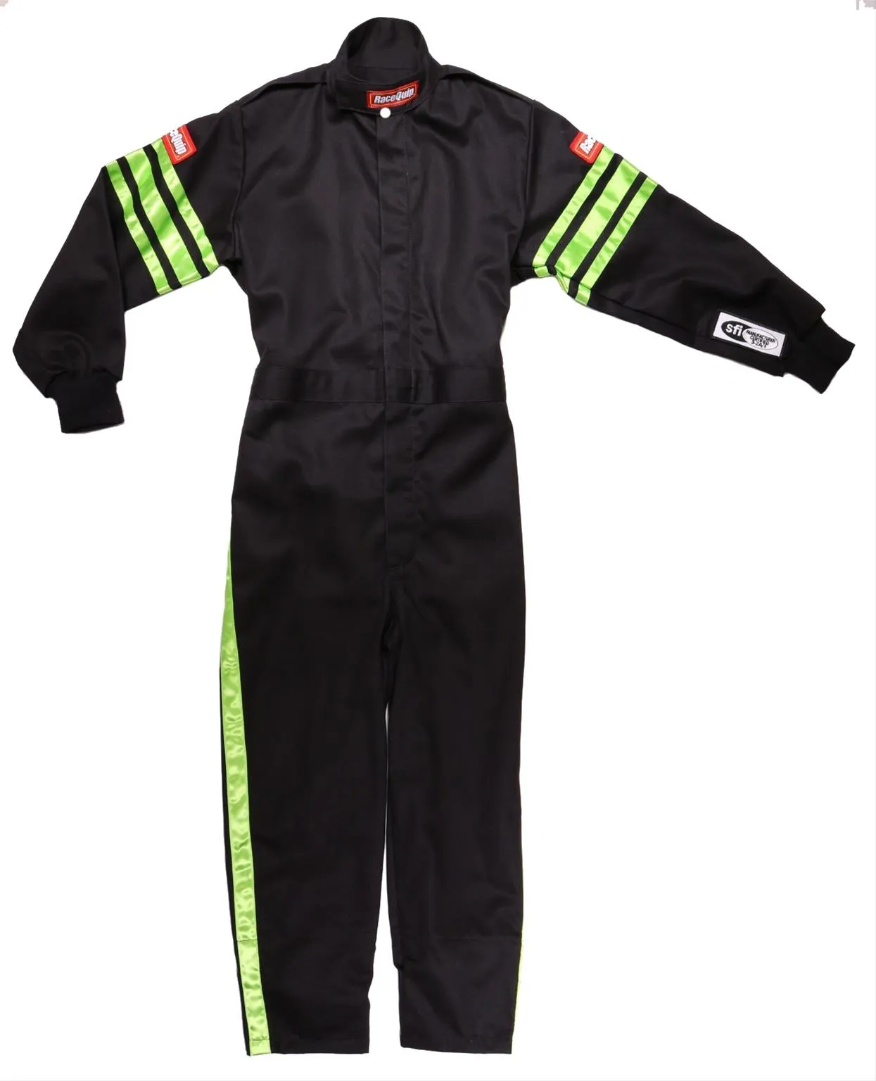 RaceQuip SFI-1 Pro-1 Kids Fire Suits [SFI 3.2A/1] One Piece Single Layer - Purple/Green/Pink/Black