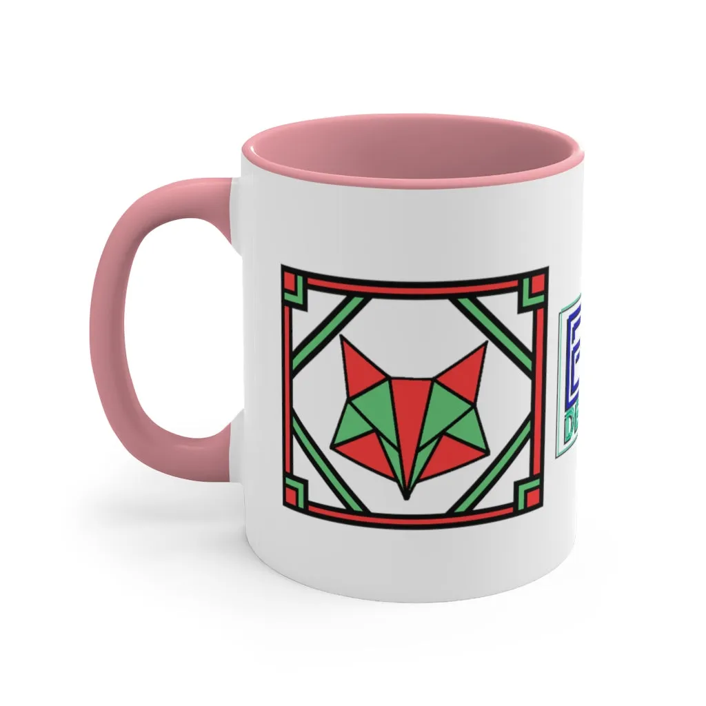 Red and Green Box Fox Accent Coffee Mug, 11oz