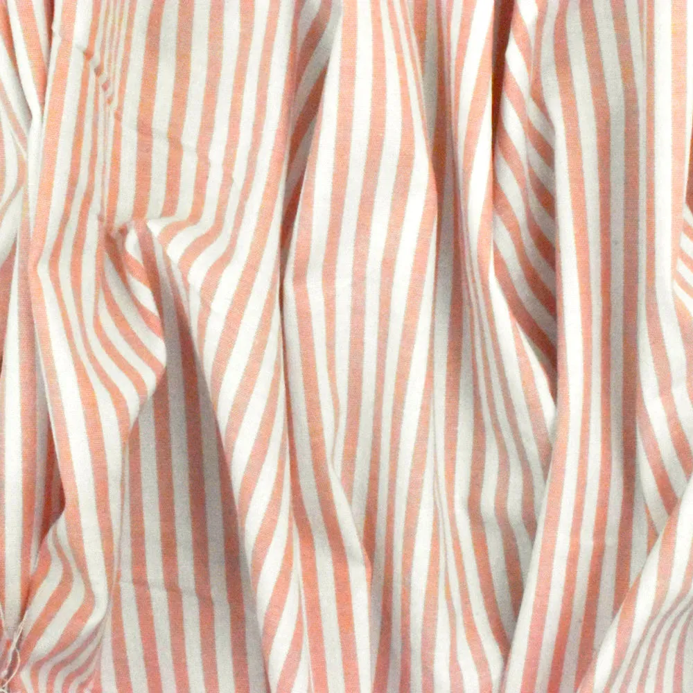 Rose-Beige-White Stripe Stretch Cotton Broadcloth Woven Fabric