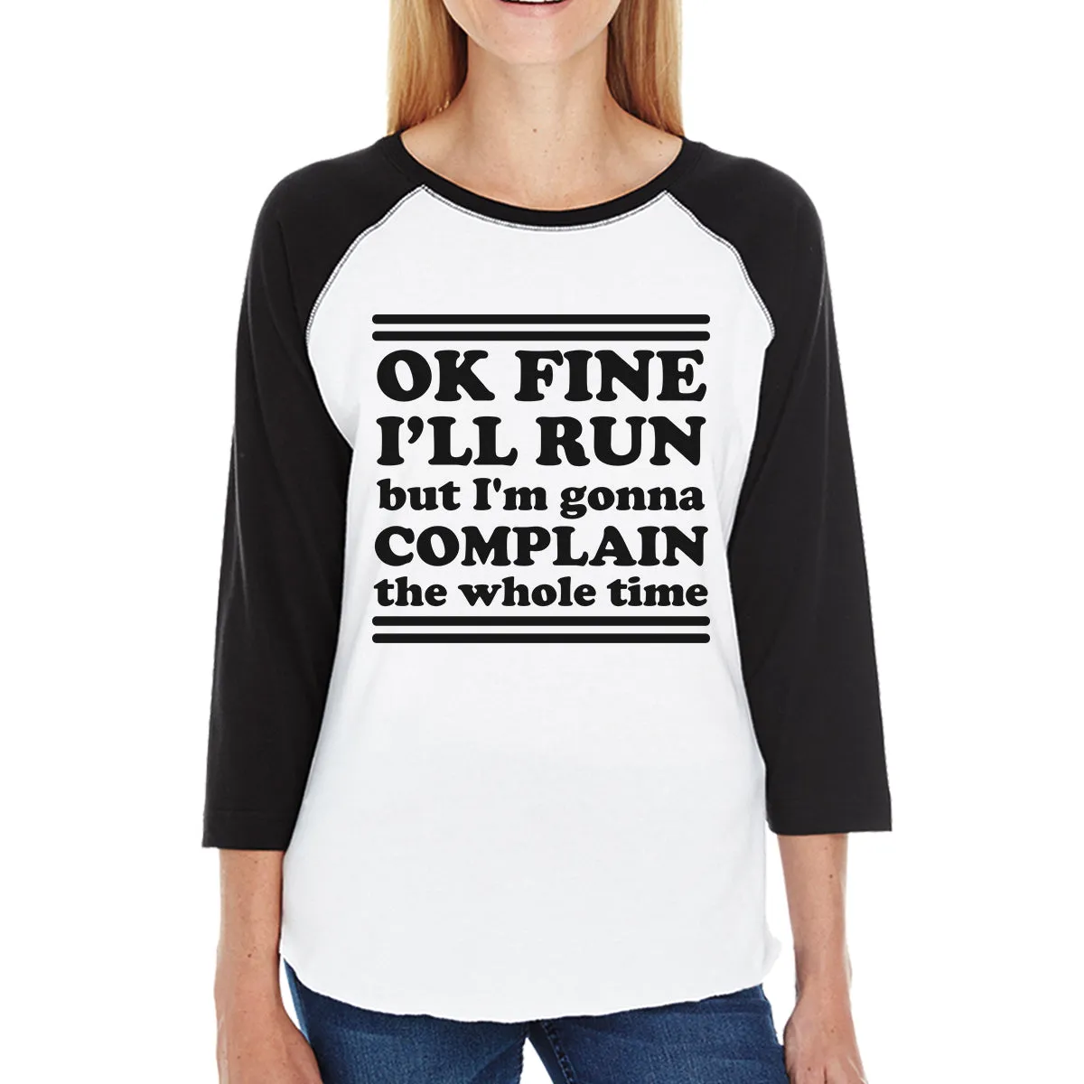 Run Complain Womens Baseball Tee Funny Exercise Raglan T-Shirt