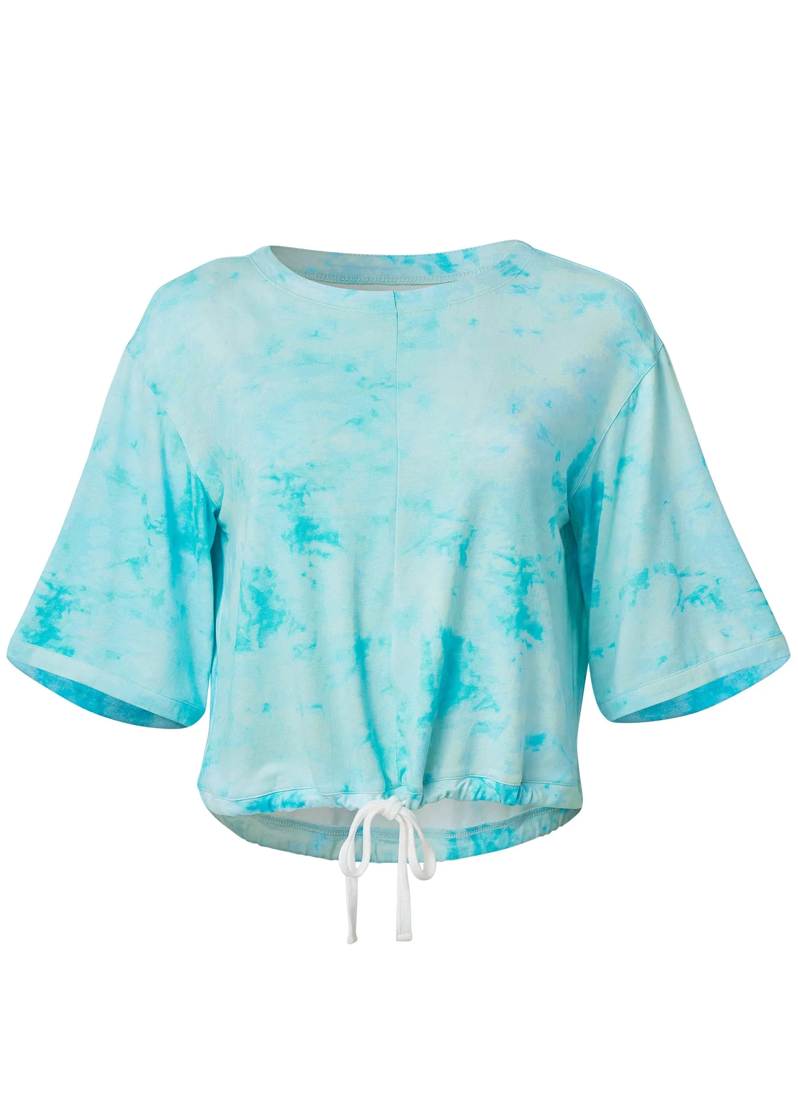 Short Sleeve Cover-Up - Aqua Reef & Pearl White